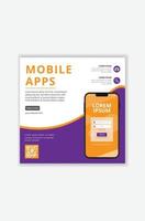 plantilla de diseño de póster de redes sociales de promoción de aplicaciones móviles vector