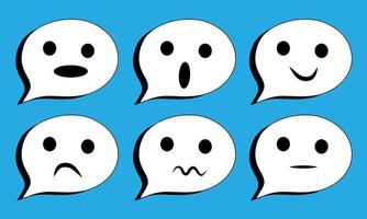 set of emoticon icons on Speech bubble emoji collection. Vector emoticon set on blue background. Eps10