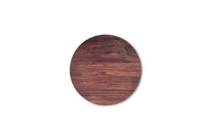 Round wooden cutting board isolated on white background with clipping path for work or design photo