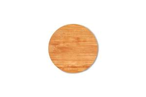 Round wooden cutting board isolated on white background with clipping path for work or design photo