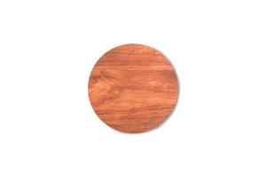 Empty round wooden cutting board isolated on white background with clipping path for work or design photo