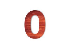 Beautiful Sign number zero material wood isolated on white background with clipping path for design photo