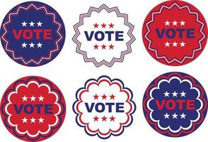 red white blue Vote circular signs with border patterns and stars vector