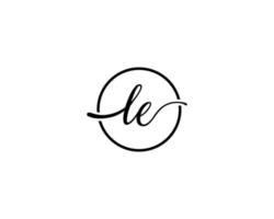 Creative Minimalist Letter LE Logo Luxury Design Vector illustration.