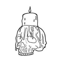 Skull with striped candlestick. Vector illustration.