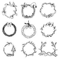 Christmas wreaths vector set,free hand drawing wreaths