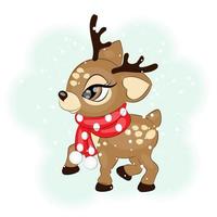 Cute Christmas reindeer with a red scarf vector illustration