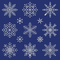 iconos de copos de nieve. conjunto de copos de nieve. fondo para el tema de invierno y navidad. vector