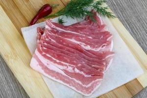 Raw bacon dish view photo