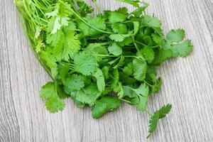 Coriander leaves dish view photo