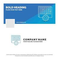 Blue Business Logo Template for Event. management. processing. schedule. timing. Facebook Timeline Banner Design. vector web banner background illustration