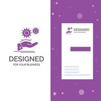 Business Logo for solution. hand. idea. gear. services. Vertical Purple Business .Visiting Card template. Creative background vector illustration