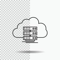 cloud. storage. computing. data. flow Line Icon on Transparent Background. Black Icon Vector Illustration