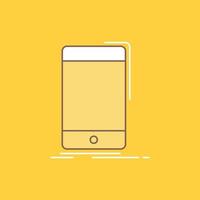 juego. juego de azar. comienzo. móvil. icono lleno de línea plana de teléfono. hermoso botón de logotipo sobre fondo amarillo para ui y ux. sitio web o aplicación móvil vector