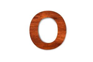 Modern wooden alphabet letter O isolated on white background with clipping path for design photo