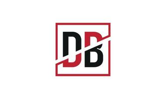 DB logo design. Initial DB letter logo monogram design in black and red color with square shape. Pro vector