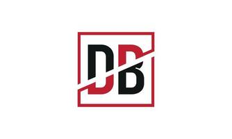 DB logo design. Initial DB letter logo monogram design in black and red color with square shape. Pro vector