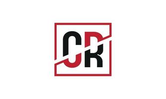 CR logo design. Initial CR letter logo monogram design in black and red color with square shape. Pro vector