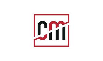 CM logo design. Initial CM letter logo monogram design in black and red color with square shape. Pro vector