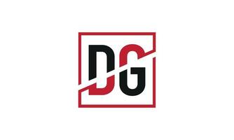 DG logo design. Initial DG letter logo monogram design in black and red color with square shape. Pro vector