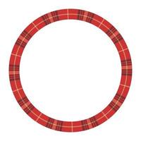 Round frame vector vintage pattern design template. Circle border designs plaid fabric texture. Scottish tartan background for collage art, gif card, handmade crafts.