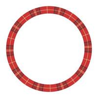 Round frame vector vintage pattern design template. Circle border designs plaid fabric texture. Scottish tartan background for collage art, gif card, handmade crafts.