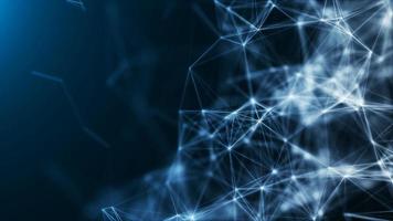 Polygonal blue abstract background shapes network with low poly lines neural connections big data concept photo