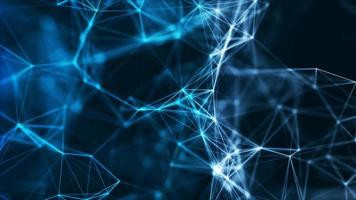 Polygonal blue abstract background shapes network with low poly lines neural connections big data concept photo