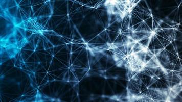 Polygonal blue abstract background shapes network with low poly lines neural connections big data concept photo