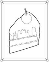 Sponge cake with cherries suitable for children's coloring page vector illustration