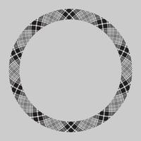 Circle borders and frames vector. Round border pattern geometric vintage frame design. Scottish tartan plaid fabric texture. Template for gift card, collage, scrapbook or photo album and portrait. vector