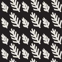Trendy scandinavian vector seamless pattern. Abstract leaf on black background.