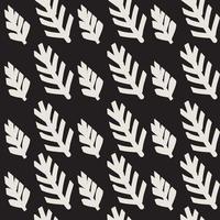 Trendy scandinavian vector seamless pattern. Abstract leaf on black background.