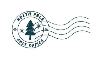 Lindo sello vectorial postal de navidad y año nuevo. oficina de correos del polo norte. textura grunge. vector