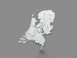 Netherlands Map Flag Shaded relief Color Height map on white Background 3d illustration photo