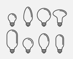 Light bulb icon vector. Llightbulb idea logo concept. Set lamps electricity icons web design element. Led lights isolated silhouette. vector