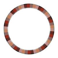Round frame vector vintage pattern design template. Circle border designs plaid fabric texture. Scottish tartan background for collage art, gif card, handmade crafts.