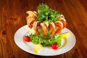 Shrimp cocktail dish view photo