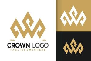 diseño elegante del logotipo de la corona de la letra w, vector de logotipos de identidad de marca, logotipo moderno, plantilla de ilustración vectorial de diseños de logotipos
