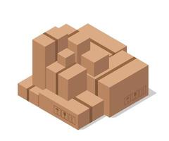 cajas de cartón de almacén. entrega de mercancías ilustración vectorial. vector