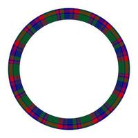 Round frame vector vintage pattern design template. Circle border designs plaid fabric texture. Scottish tartan background for collage art, gif card, handmade crafts.