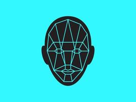 Icon of identity biometric verification sign. Face recognition system. Scanning grid tehnology vector symbol.