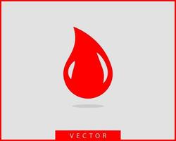 Red blood drop vector icon isolated on white background.