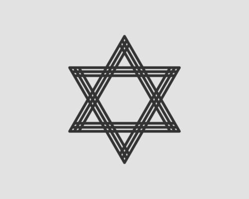 Jewish Star of David icon. Vector six pointed stars symbol.