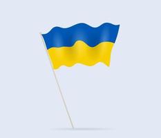 Ukraine flag on flagpole waving in the wind. Vector illustration.