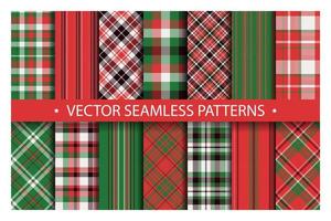 Set plaid pattern seamless. Tartan patterns fabric texture. Checkered geometric vector background. Scottish stripe blanket backdrop