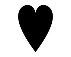 silueta negra del icono del vector del corazón del amor aislada en el fondo blanco.