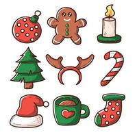 christmas elements collection set vector hand draw style