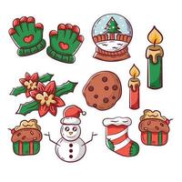 christmas elements collection set vector hand draw style