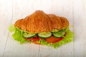 Vegan croissant dish view photo